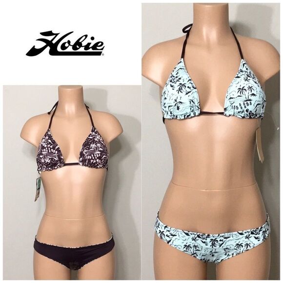 Hobie reversible Island motif bikini. M-bottom/XL-top. NWT - Picture 1 of 9